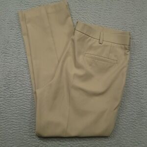 Haggar Straight Fit Men's 38x30 (40x30) Pants Beige Flat Front Straight Leg